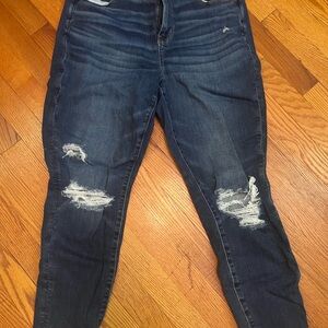 American Eagle Outfitters Dark Blue Distressed Jeggings